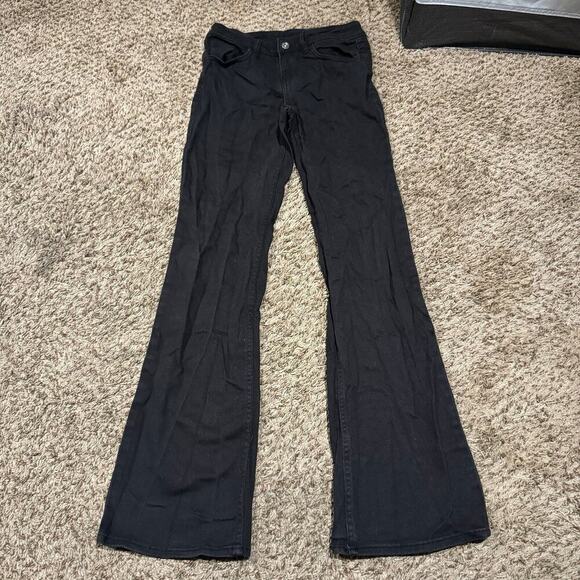 H&M Stacked Flared Black Jeans Women Size 2 - Picture 1 of 3